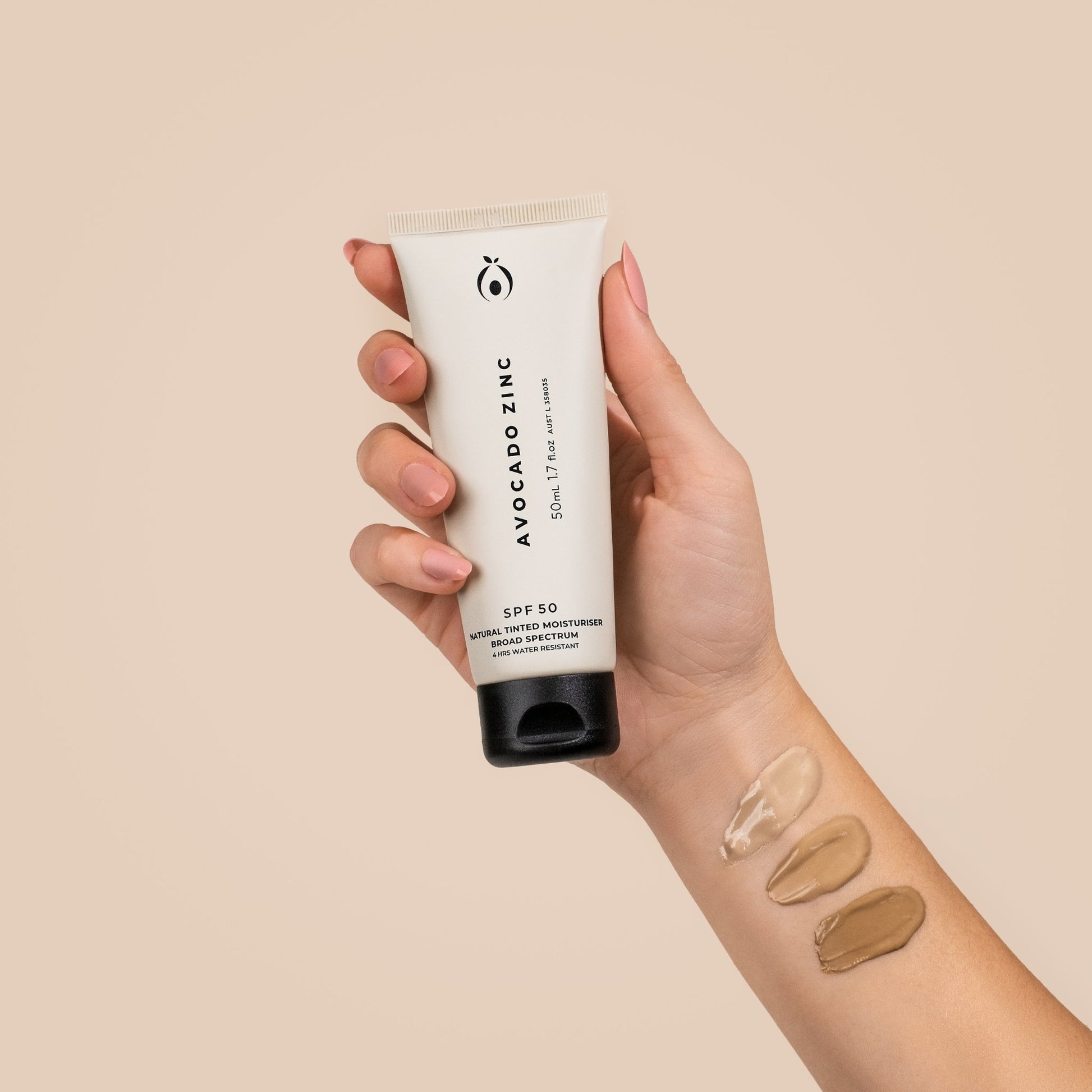 Avocado Zinc SPF 50 Natural Tinted Moisturiser - The SlowSunscreen